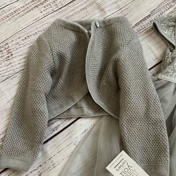 NEW! Carters Infant Toddler Girl Sparkly Dress With Cardigan - Picture 3 of 5